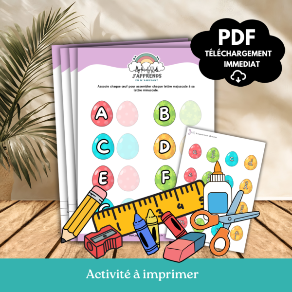 Les œufs et les lettres de l'alphabet
