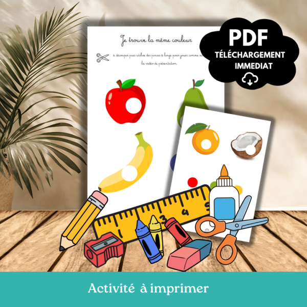 Jeu de pince à linge : associer les fruits