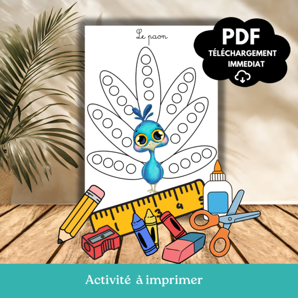 Paon à décorer avec gommettes