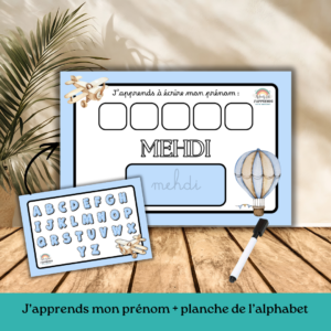 J'apprends mon prénom + planche de l'alphabet